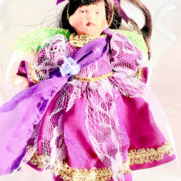 3 Vintage Paradise Galleries Porcelain Doll Christmas Holiday Ornaments - Picture 2 of 10